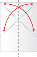 Step 3: Fold (as indicated by the arrows ) the top left corner down  - Lightning Paper Airplane